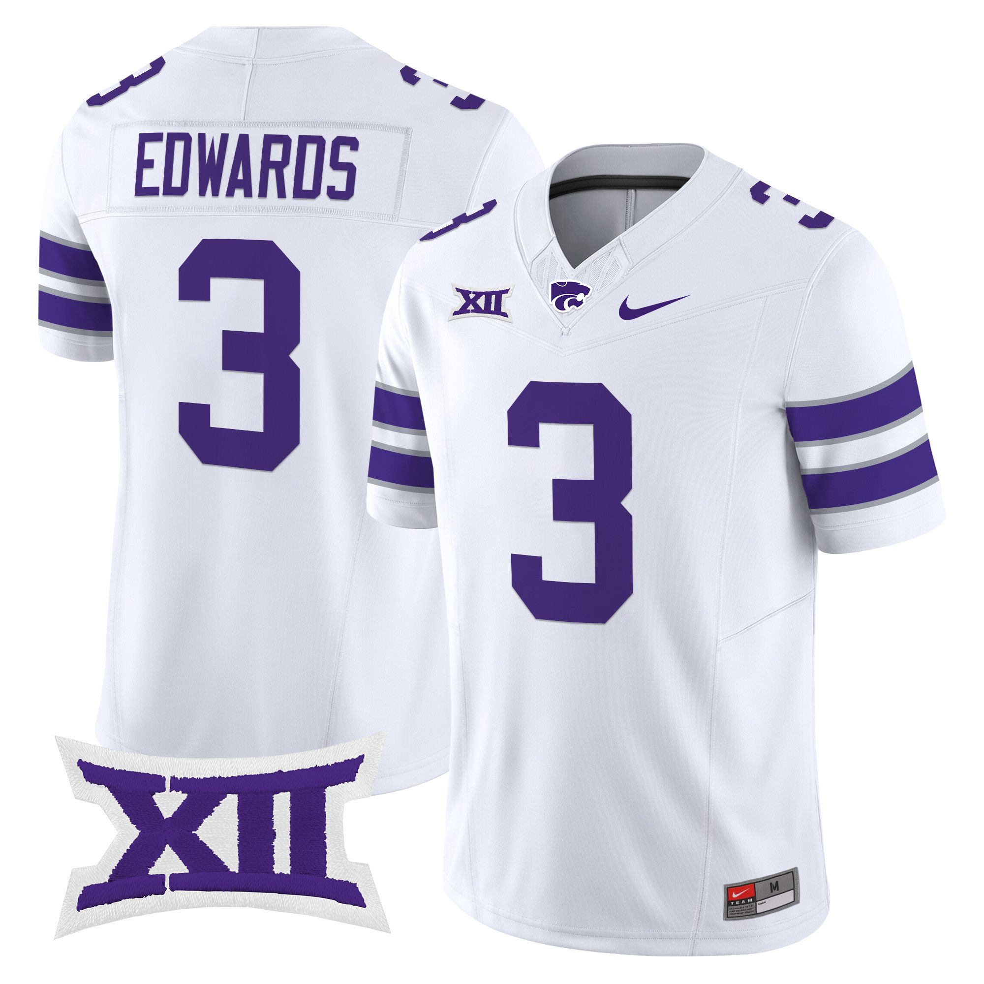 Men Kansas State Wildcats #3 Edwards White Nike 2024 Vapor Limited NCAA Jersey